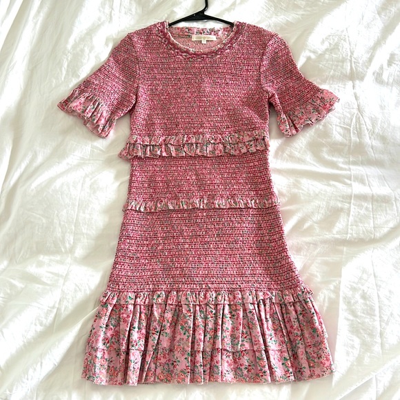 LoveShackFancy smocked pink mini dress